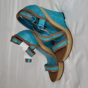 Turquoise Wedge Sandals